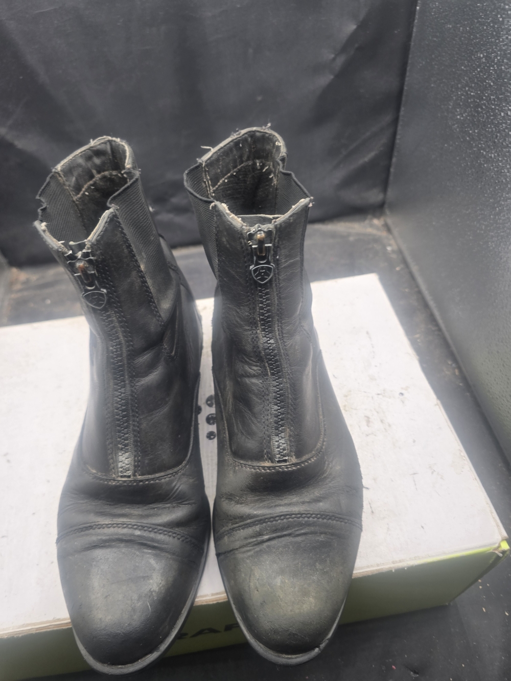 Ariat Black Front-Zip Leather Combat Boots